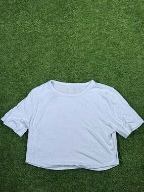 OFFLINE By Aerie Blue Ribbed Short Sleeve Cropped T-Shirt Large